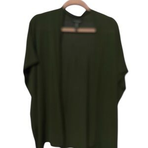 Eileen Fischer Women’s Dark Green Open Cardigan Sweater